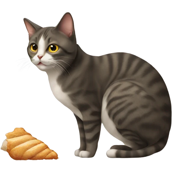 Cat eating chicken emoji