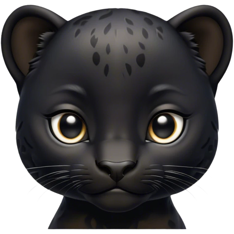 Cinematic Noble Baby black Panther Portrait Emoji, Poised with a touch of regal innocence, featuring a compact, sleek build with soft, dark fur and large, soulful eyes, Simplified yet sharp and sophisticated features, highly detailed, glowing with a gentle, mysterious glow, high shine, intelligent and endearing, stylized with an air of youthful authority, focused and attentive, soft glowing outline, capturing the essence of a tiny jungle guardian that appears ready to pounce out of the screen with effortless charm! emoji