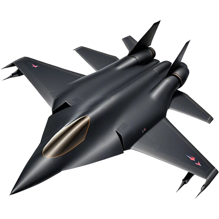 SR-71 Blackbird - Lockheed Martin (Stealth Grey) A sleek, high-speed reconnaissance aircraft with an elongated, needle-like fuselage and a smooth, aerodynamic design. The body is finished in a deep, matte jet-black with subtle panel lines and heat-resistant detailing. Its twin engines are seamlessly integrated into the structure, with sharp, swept-back wings that emphasize speed and stealth. The cockpit canopy is tinted, adding to its mysterious, high-tech aesthetic, while the overall silhouette exudes an aura of unmatched velocity and secrecy. emoji