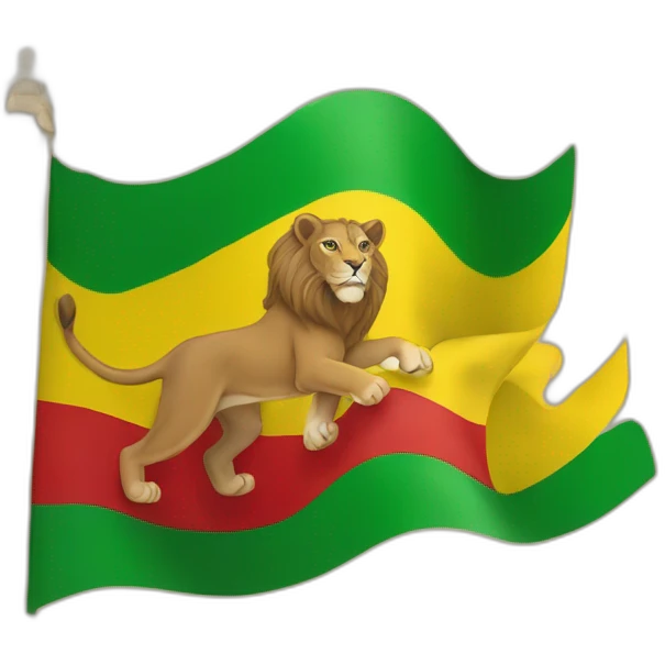 Green, yellow and red Abyssinian flag with lion of Judah at the center emoji