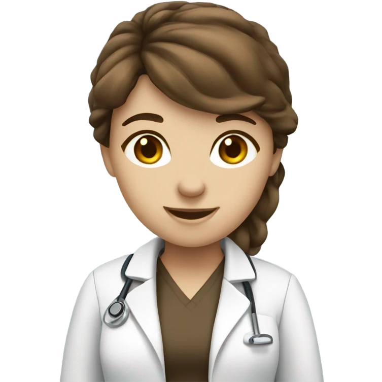 Girl brown hair Medical Student waving bye emoji