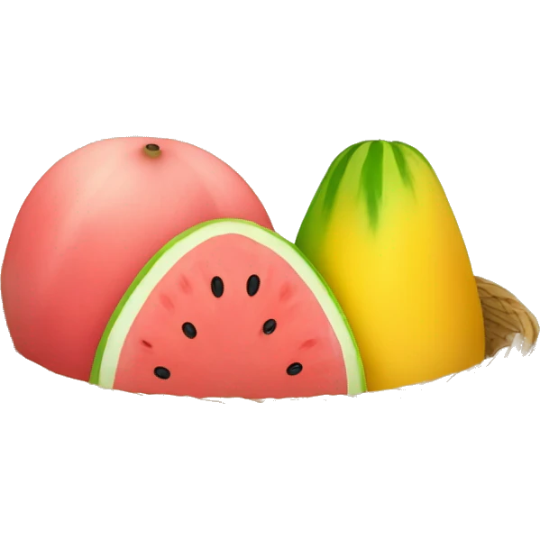 Guava, watermelon and mango in a basket emoji