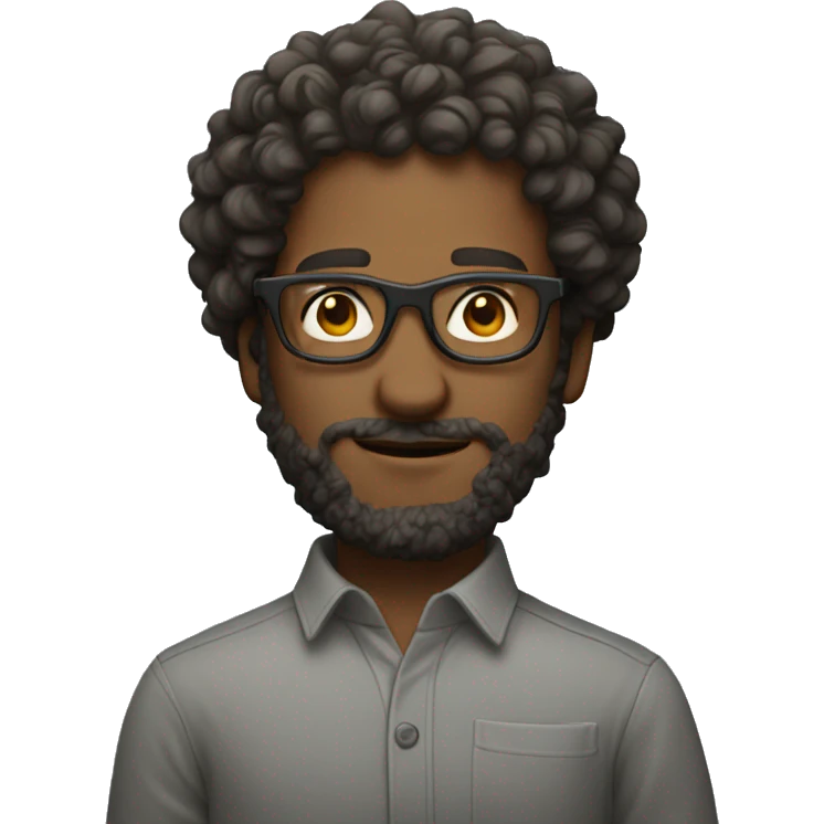 A dude wearing glasses with curly hair and a top had  emoji