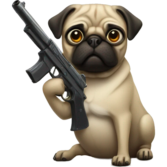 Pug with gun emoji