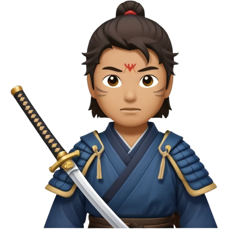Samouraï with sword and shadow look to the sky  emoji