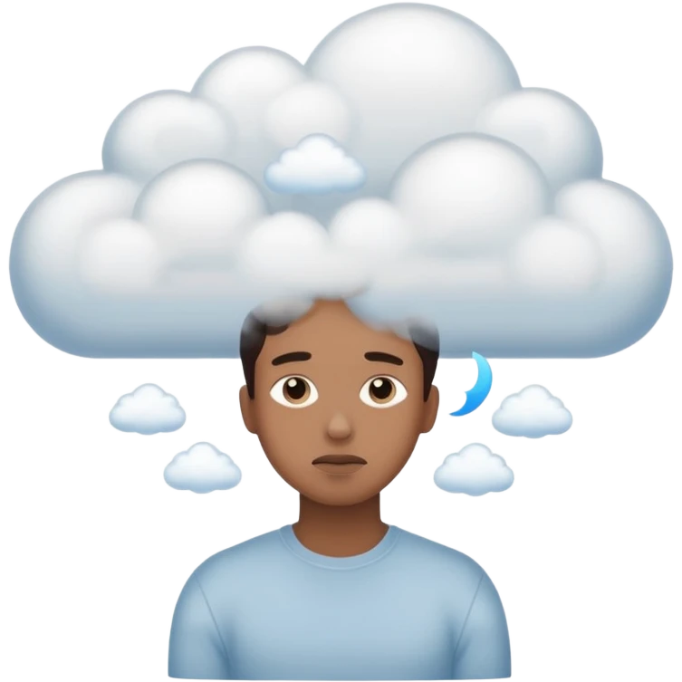 the items in the clound dont u underst<nd so it looks like hes thinking about that  emoji