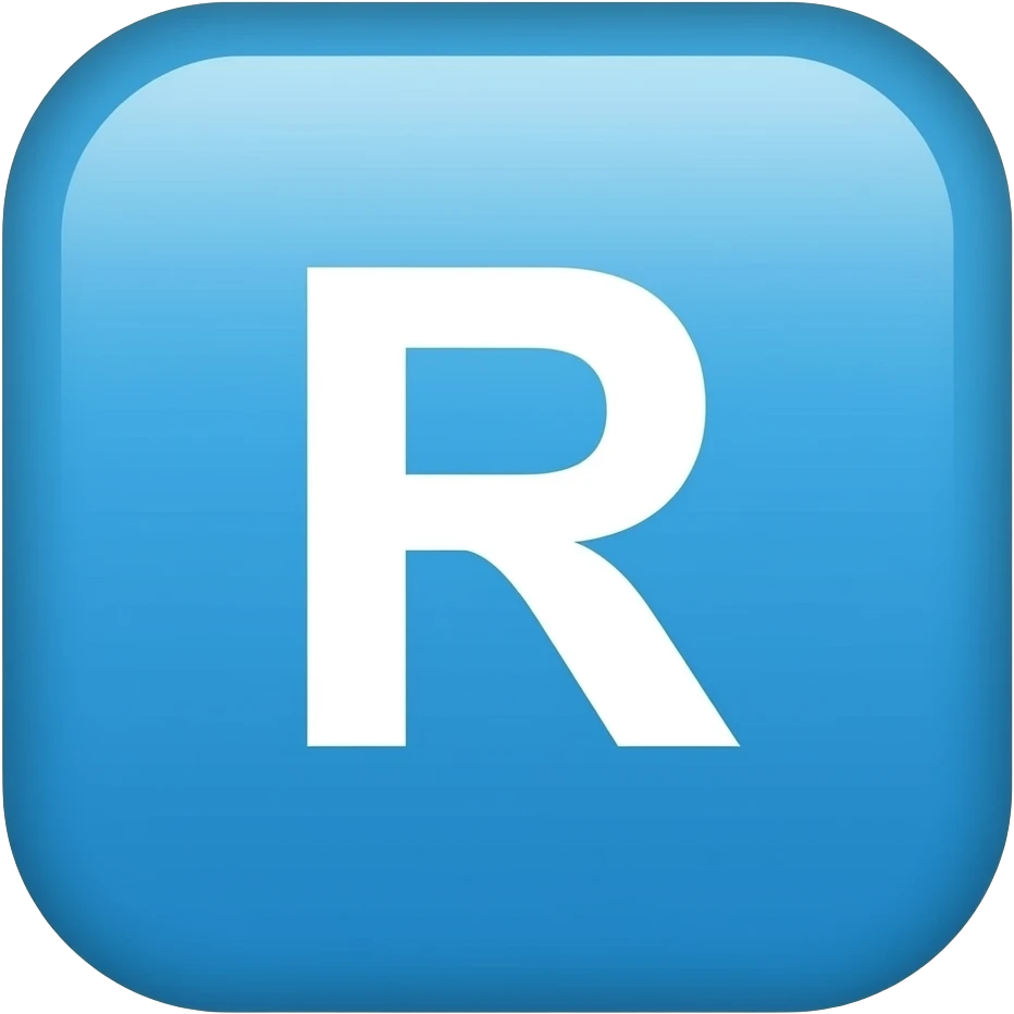 Letter R in blue square emoji