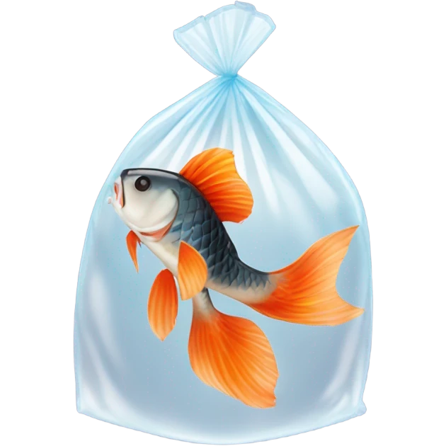 carpa koi in a plastic transparent bag emoji