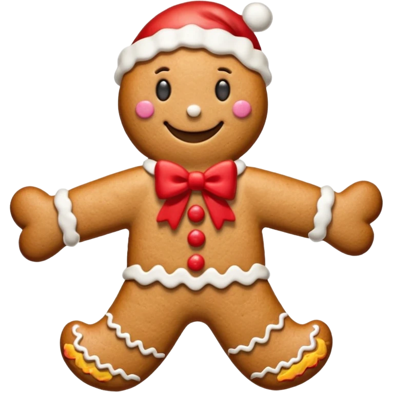 Christmas cookie with arms and legs and red bow on her head emoji