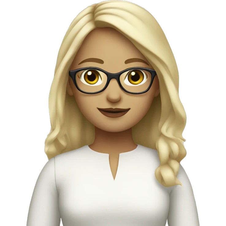 girl with blonde hair and glasses green eyes in a park with white dress emoji