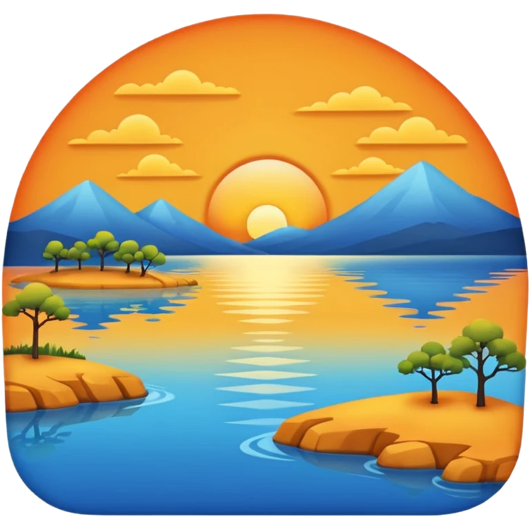 lakeside sunset horizon blue emoji