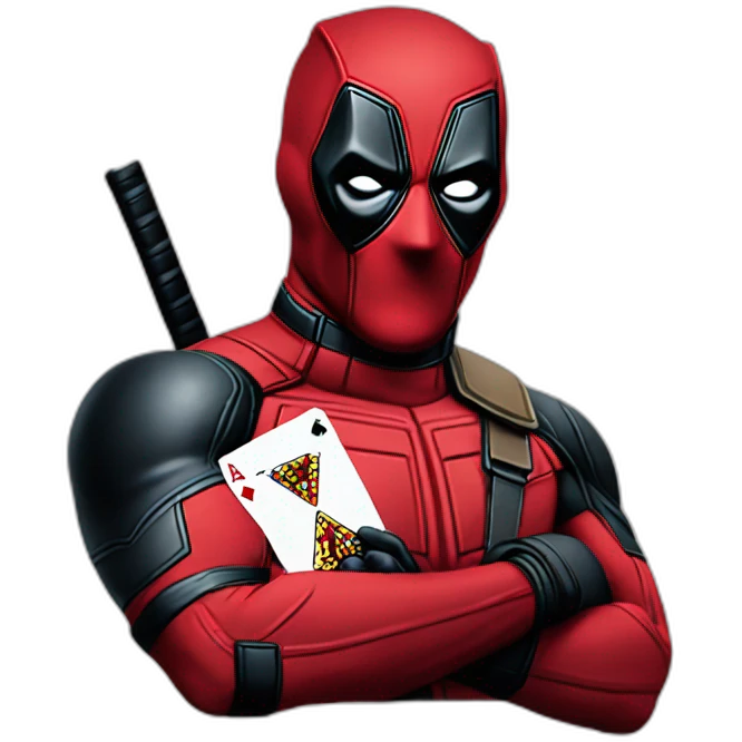 DEADPOOL CON UNA FICHA DE CASINO EN LA MANO emoji