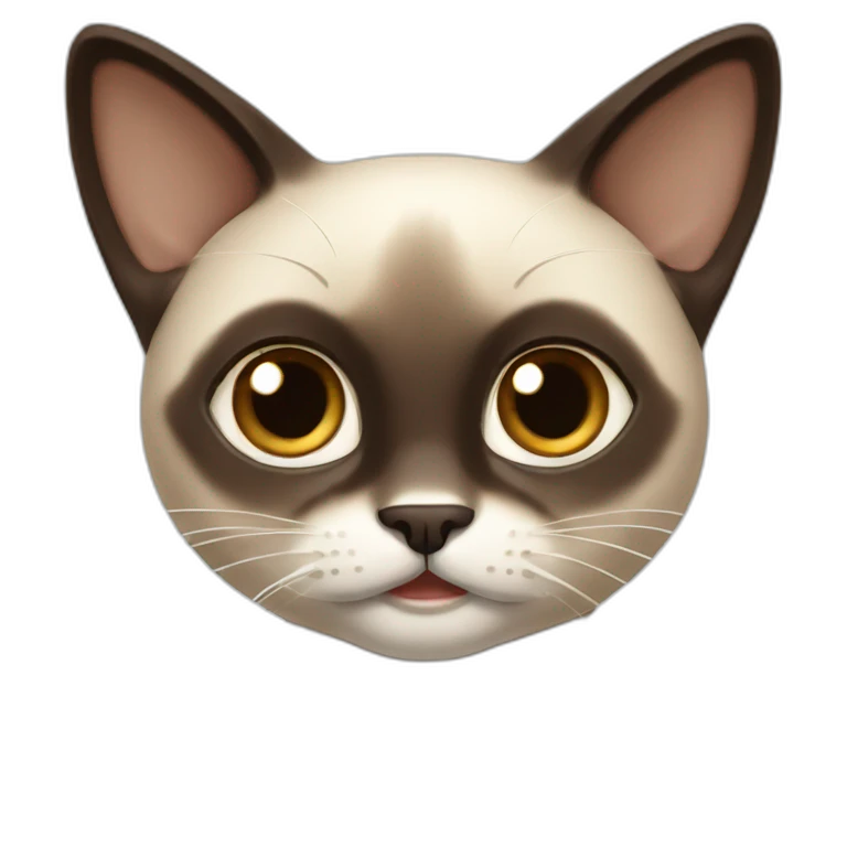 Very surprised Siamese cat with dark brown hair emoji