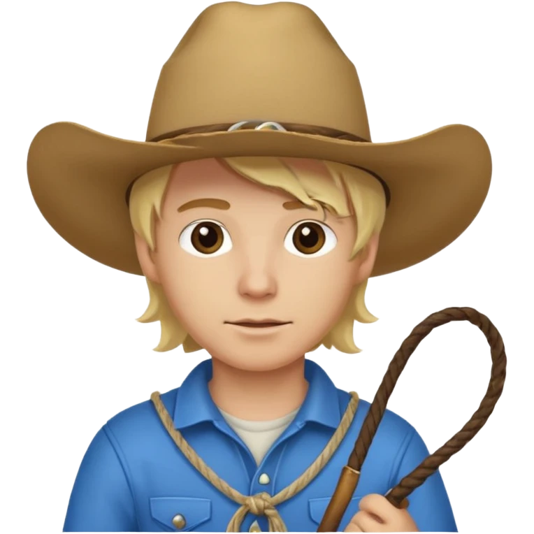 Cowboy blonde hair with blue hat and lasso emoji