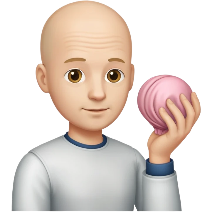 Bald man with wig in hand emoji
