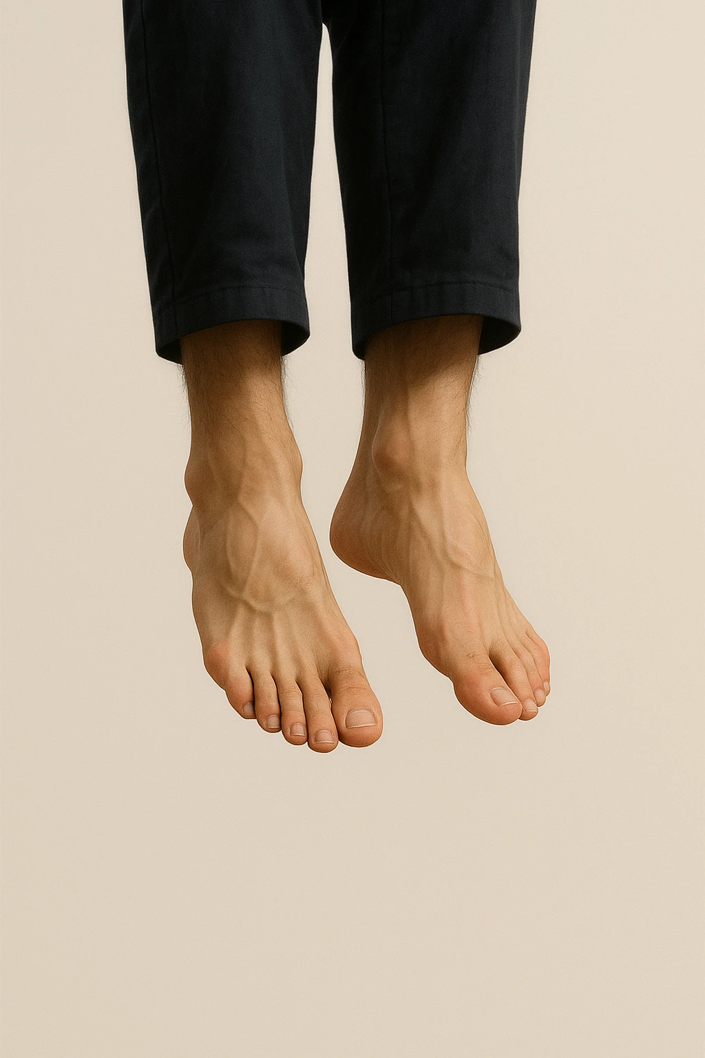 Piedi sospesi di un uomo su sfondo isolato emoji