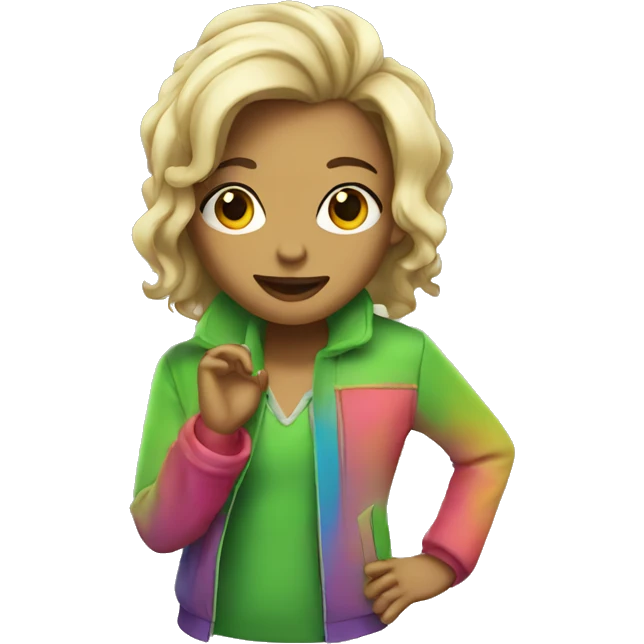 a singer with colors that recall green emoji
