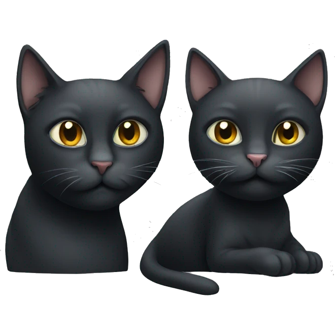 Black cat and a grey cat together emoji