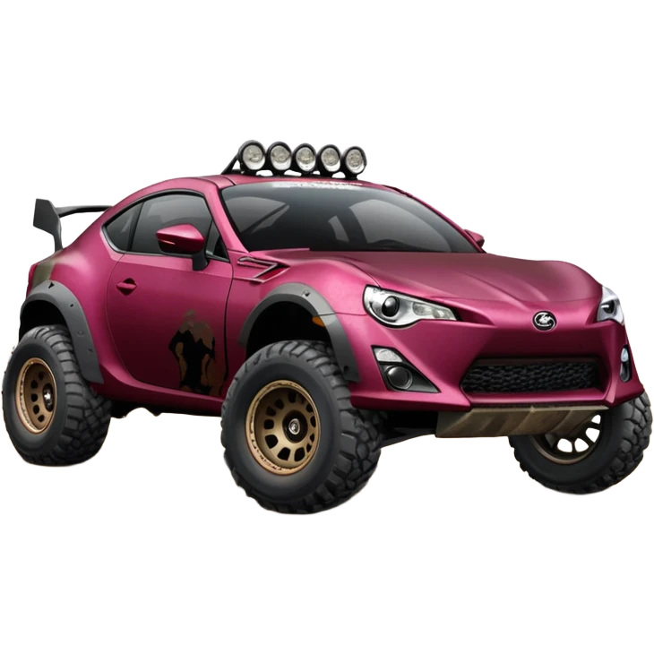 Distressed rusty old Extended wheelbase 2013 scion fr-s dark black cherry off road 4wd monster Baja dessert stadium racer  emoji