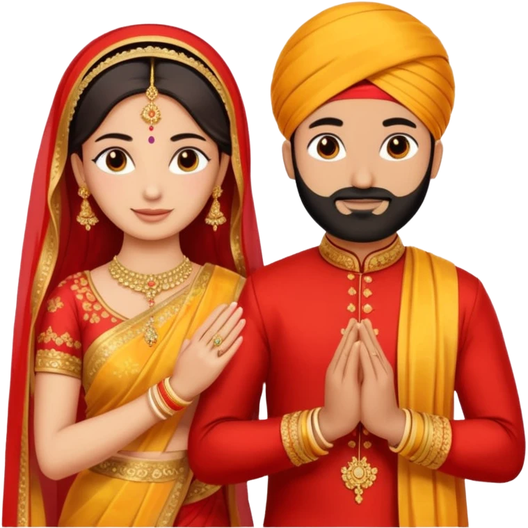 Two hands in a engagement..One hand of groom and one hand of bride. Bride dress - red/yellow saree. groom- light orange punjabi emoji