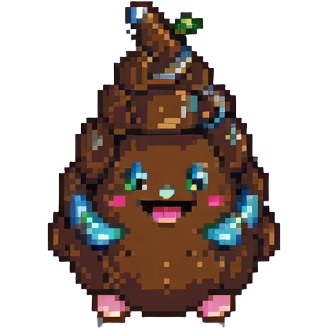 happy poop pixel art, smiling emoji