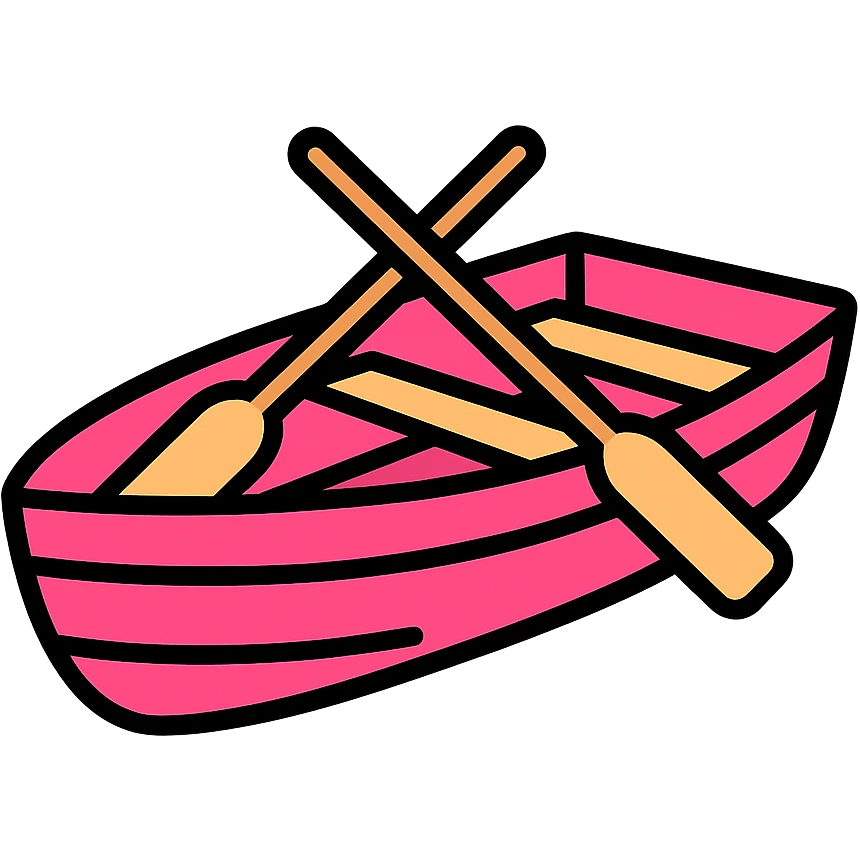classic pink wooden rowing boat emoji