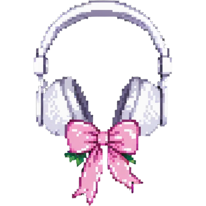 white headphones with pink bows emoji