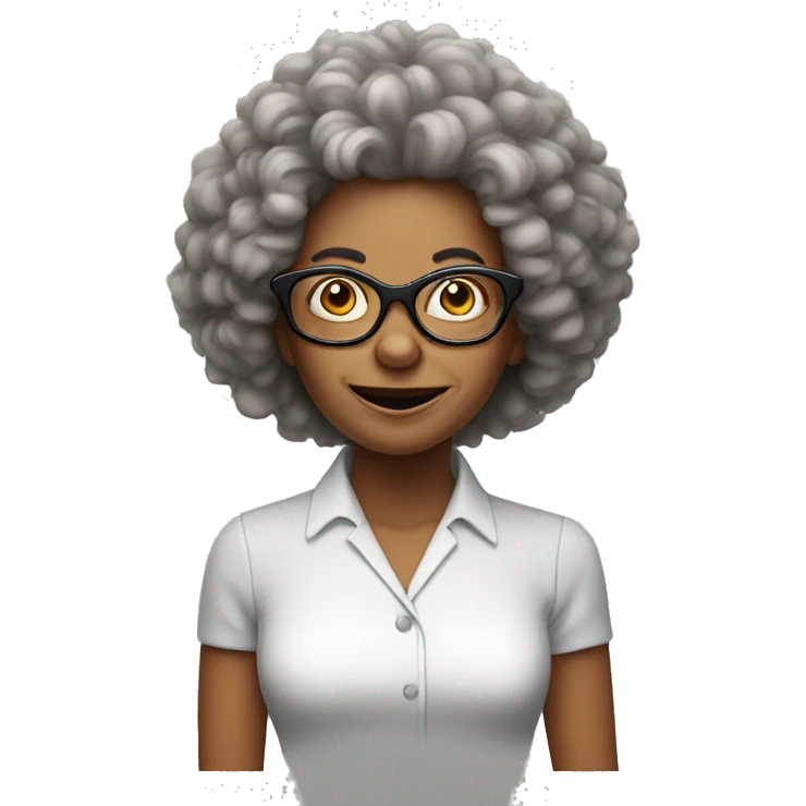 Crazy lady with big hair and glasses emoji