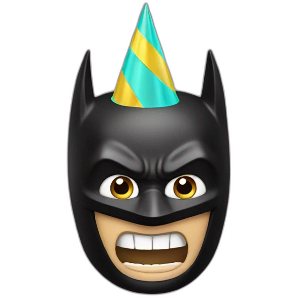 Batman with a party hat emoji