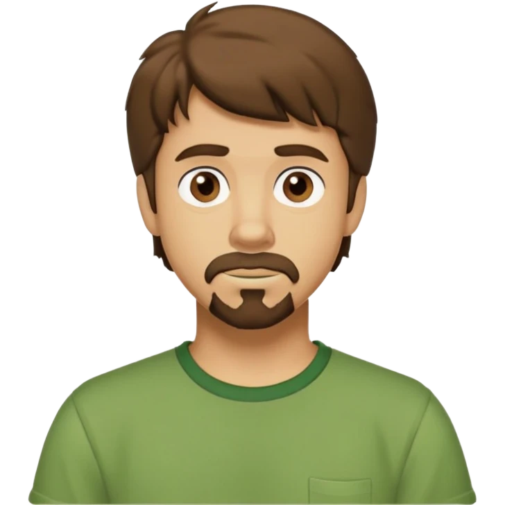 shaggy rogers brunette, with a short goatee no mustache, brown eyes and green tshirt from scooby doo  emoji