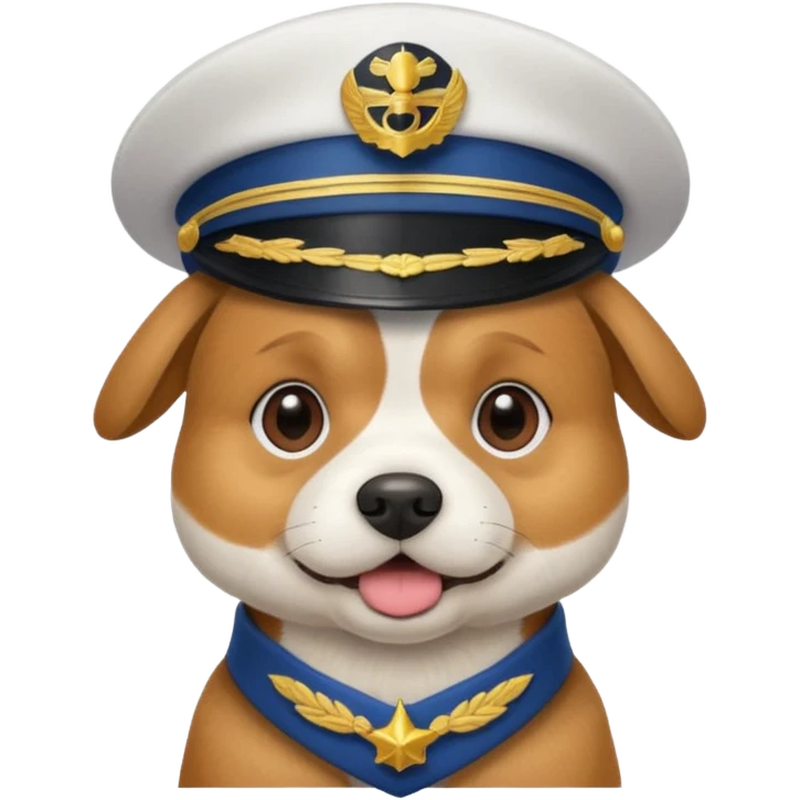 dog wearing a captain's hat emoji