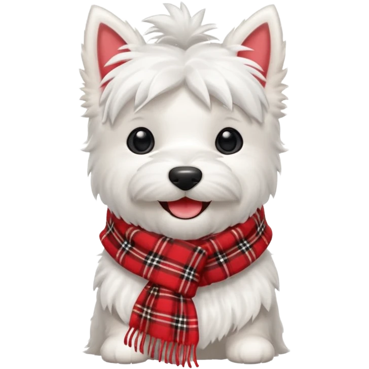 Westie wearing a red plaid scarf emoji