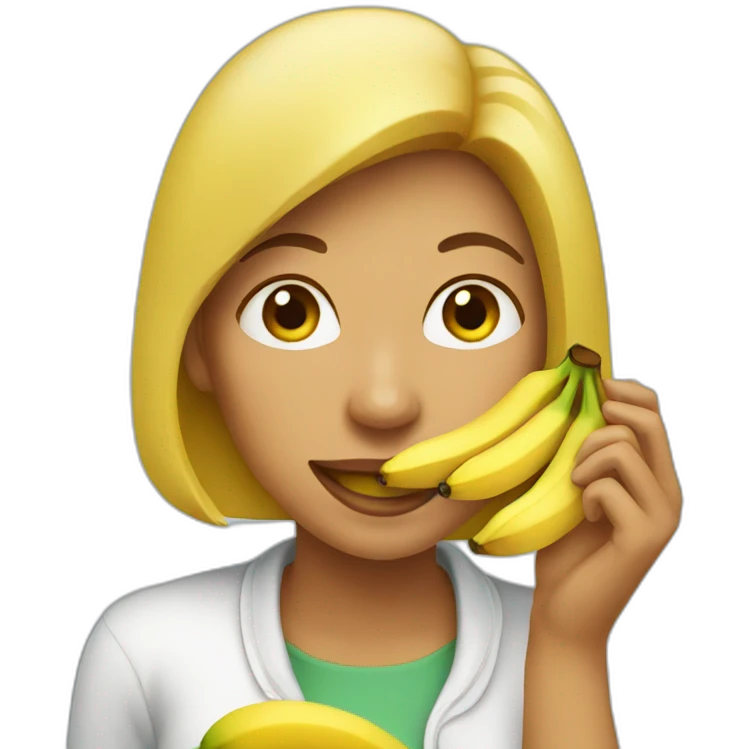 women eating banana emoji