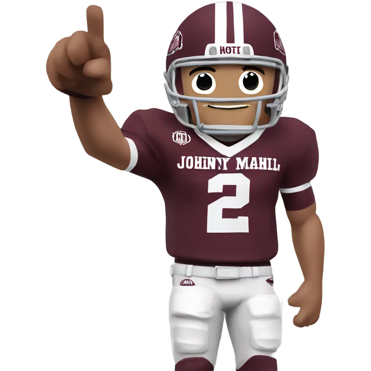Johnny manziel in a Texas a&m maroon uniform holding up one thumb  emoji