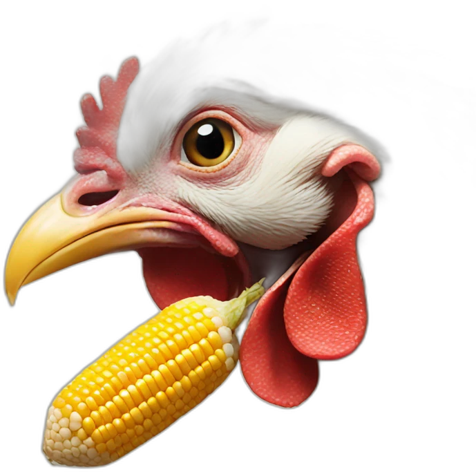 A chicken eating corn emoji
