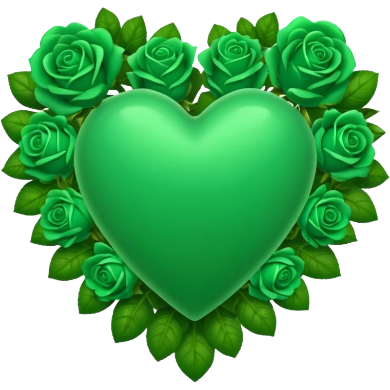 Green Heart with green roses  emoji