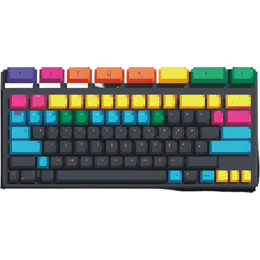 Keyboard with colorful keys, programming logo emoji