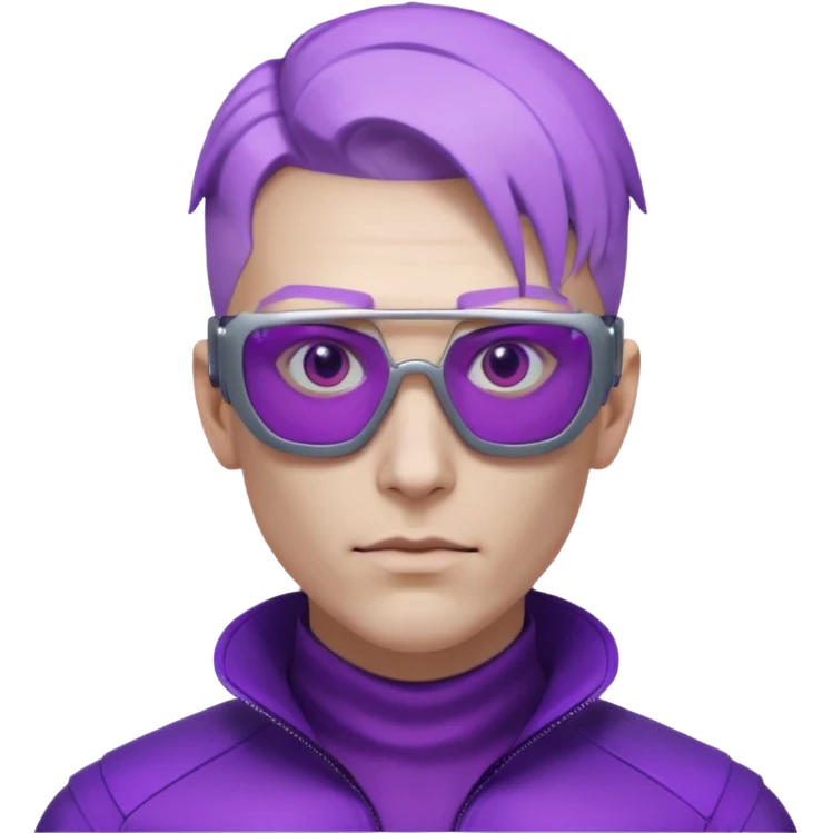 Cyberpunk man head 3d puruple cyber-glasses half rotate face emoji