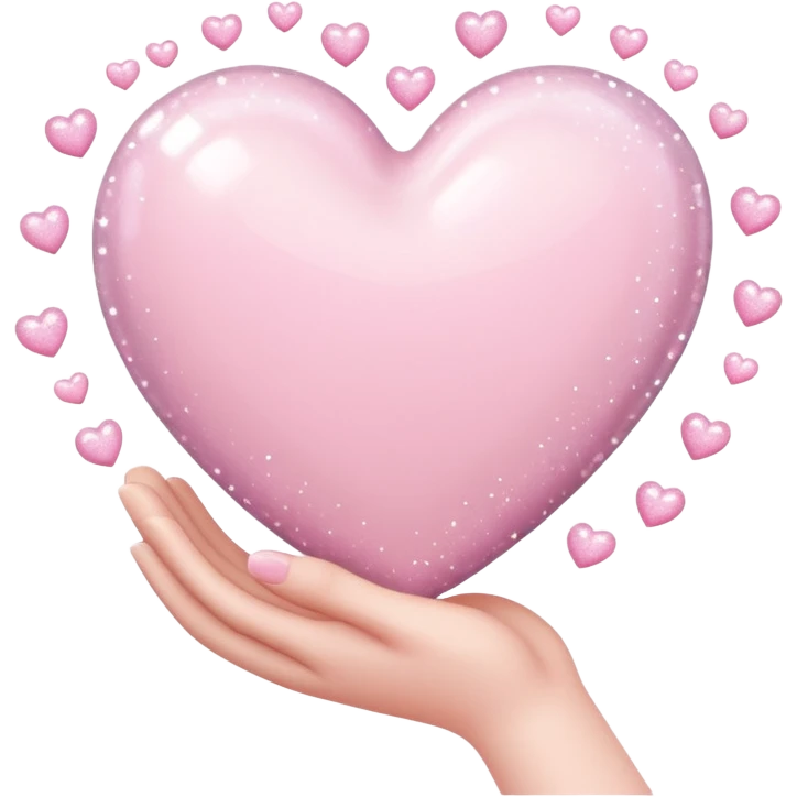 The hand with Pale pink heart with sparkles on it emoji
