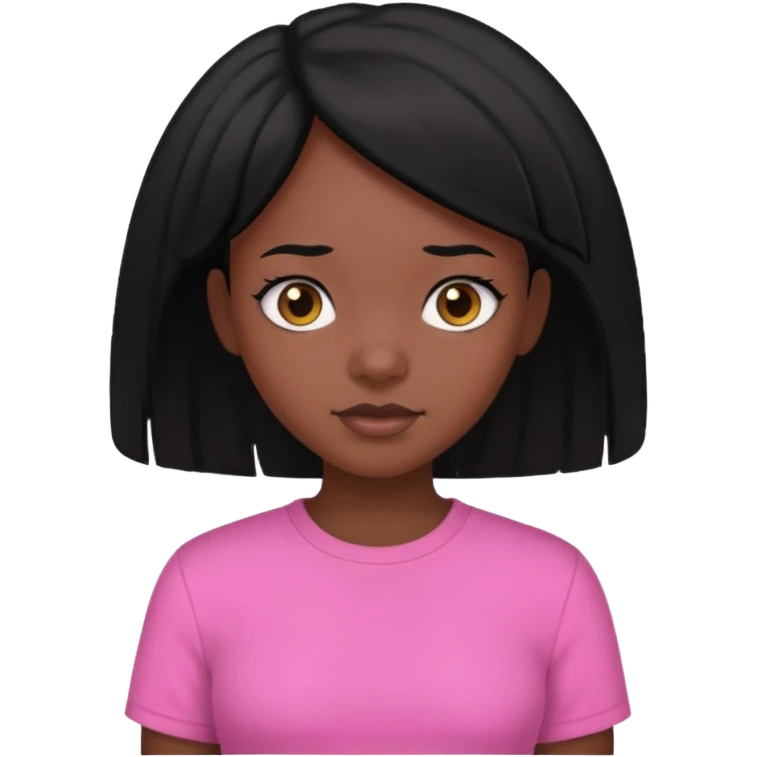 black girl with black hair and pink shirt emoji