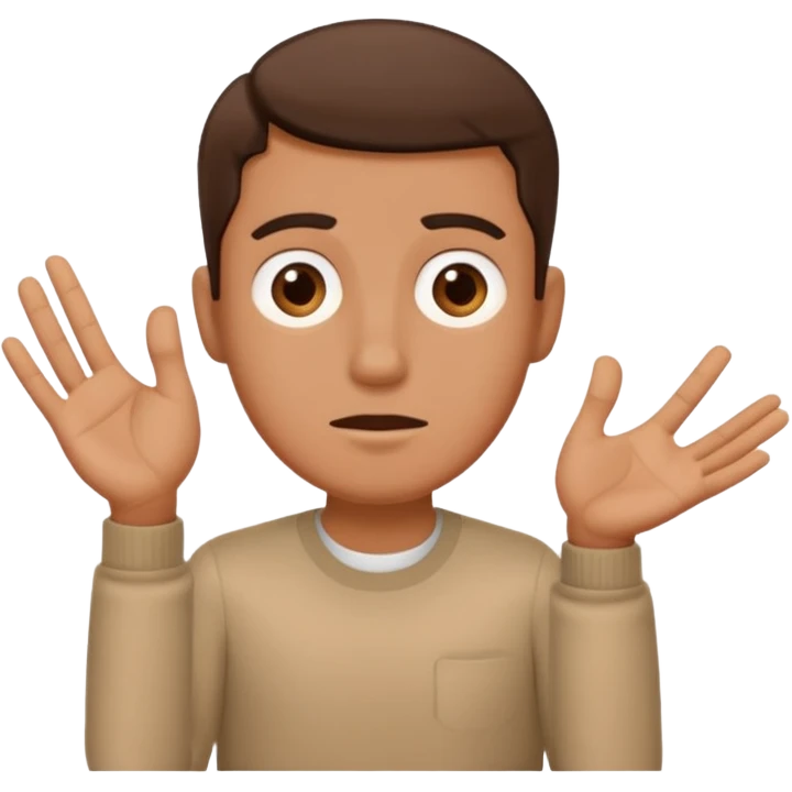 Confused guy with a 6 above his left hand and a 7 above his right hand emoji