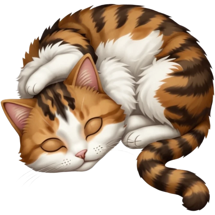 dark brown tabby and white cat sleeping rolled over and upside down emoji