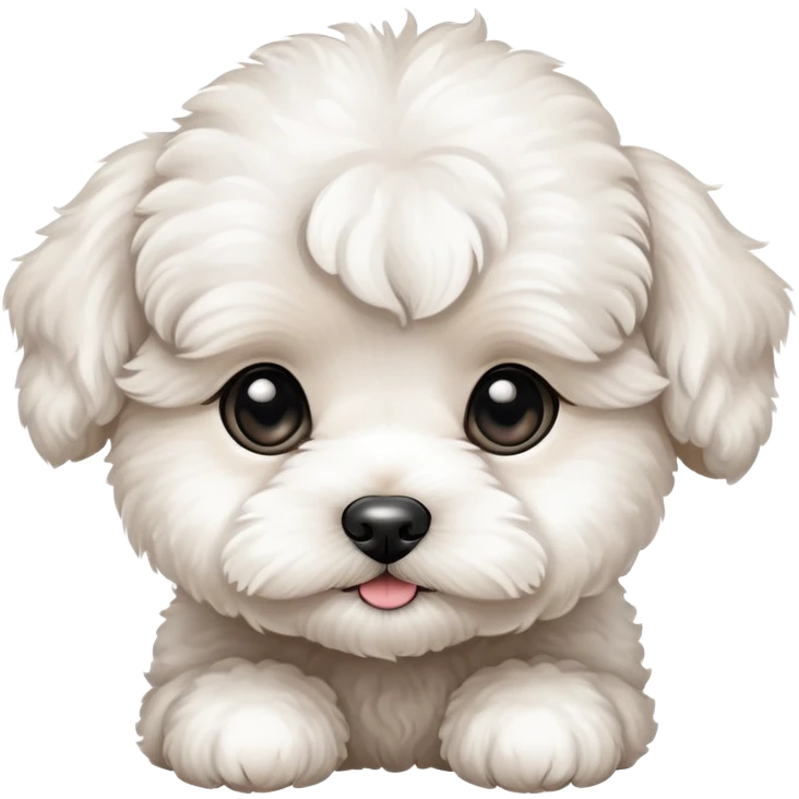 White Maltipoo puppy cute face  emoji