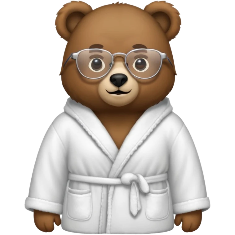 A bear wearing glasses and a bathrobe emoji
