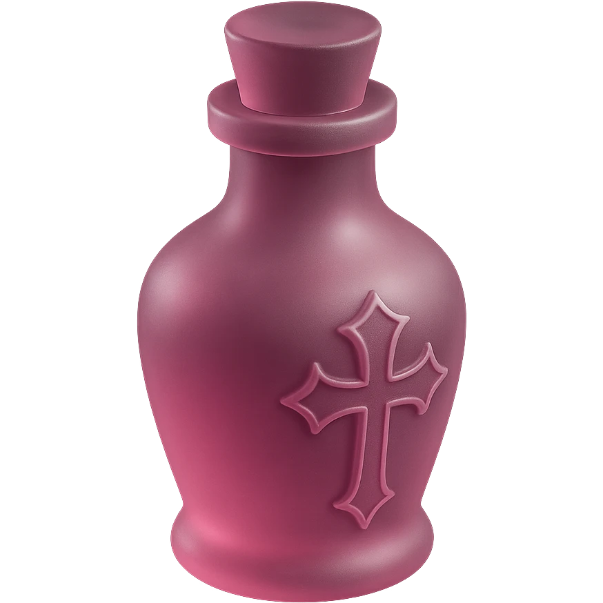 pink goth potion bottle, frosted and gothic emoji