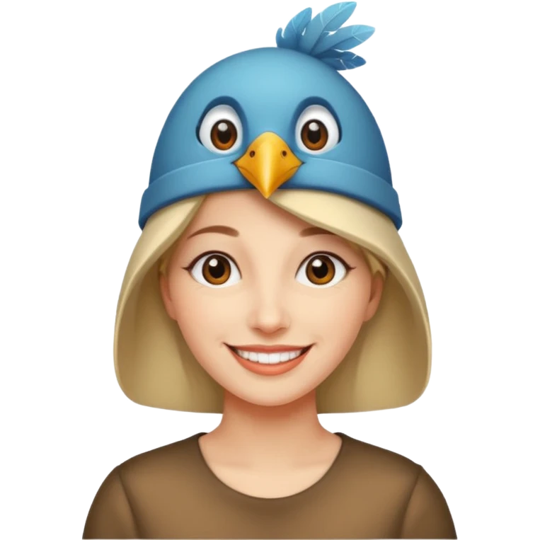 woman with a bird hat emoji