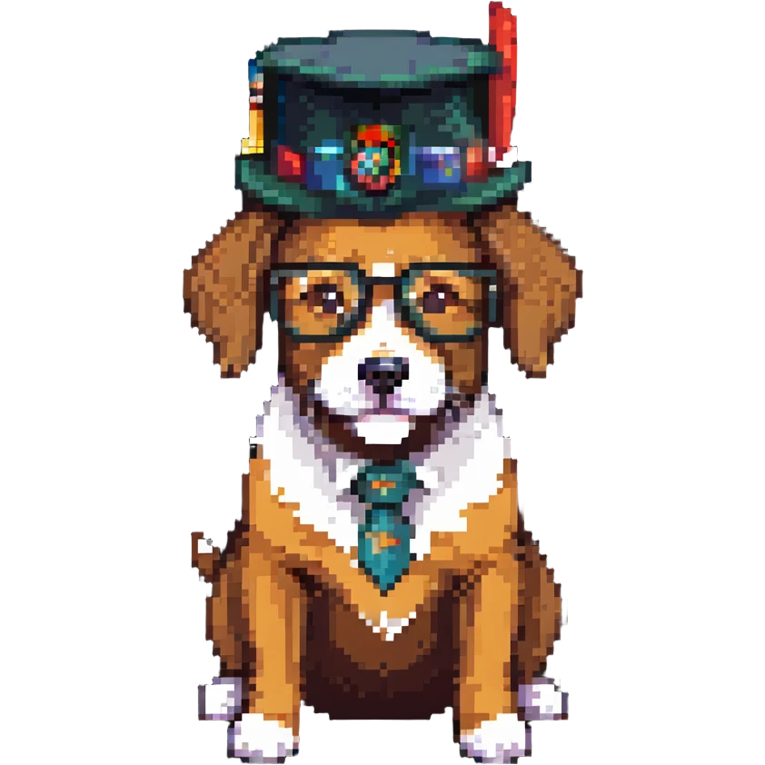 dog in a professor's hat and glasses emoji