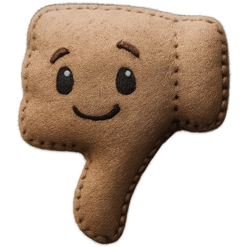 3D thumbs down, plush toy look, no text emoji