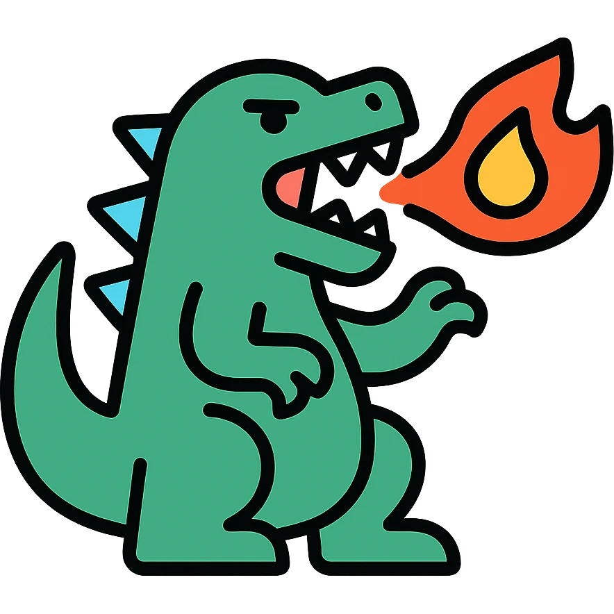 Godzilla breathing fire emoji