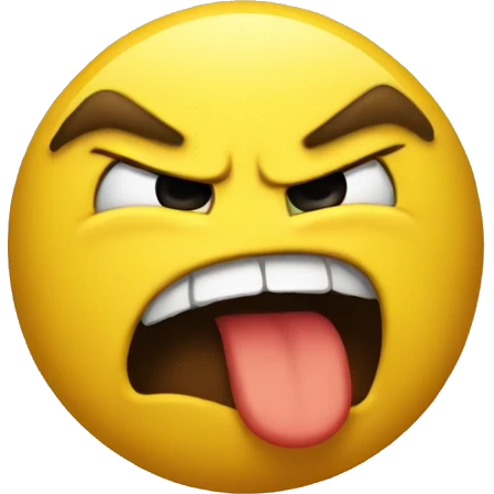 Angry yellow emoji but he is give a kiss emoji